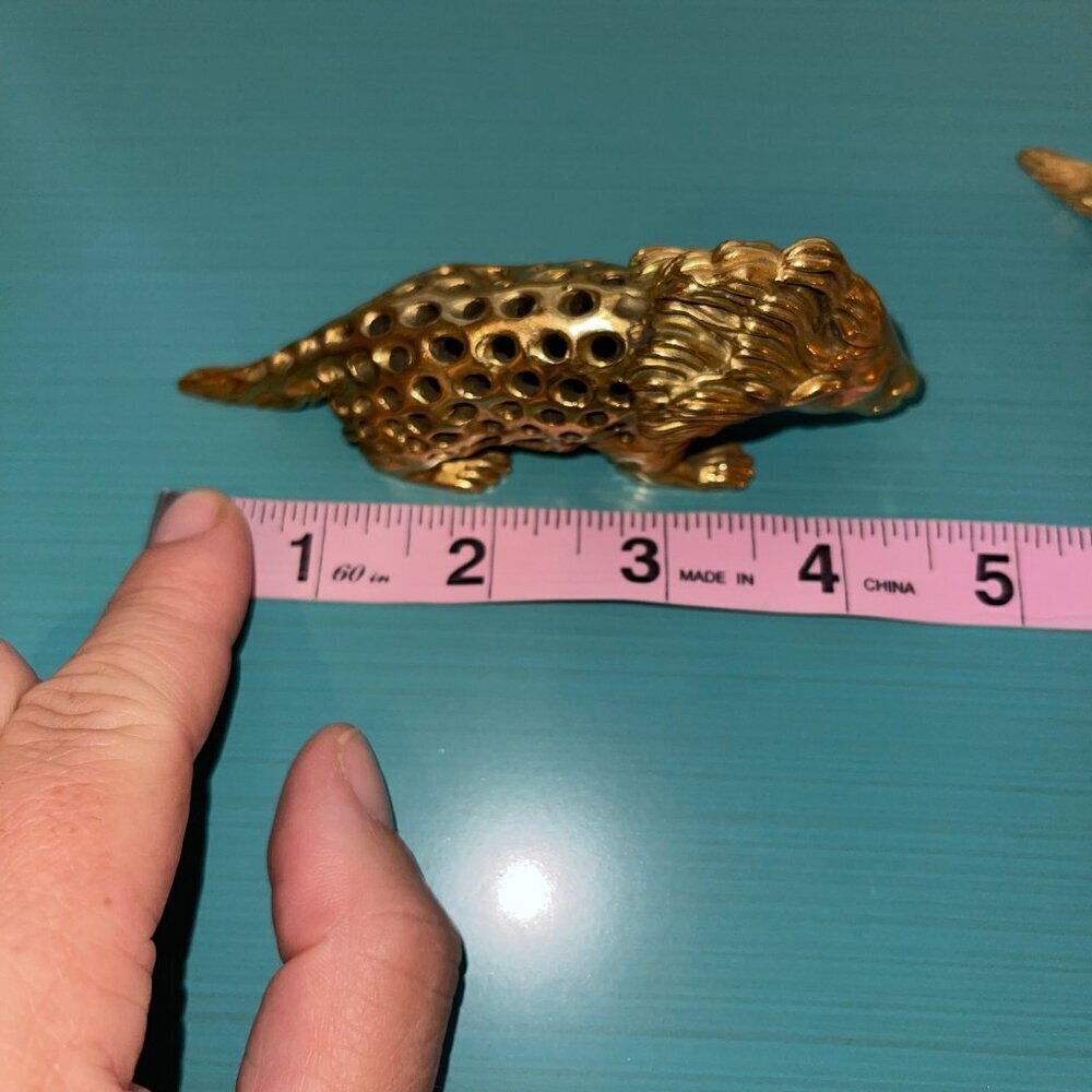 Odiot Paris Vintage Toothpick Holder Gold Porcupine Figurine Set of 2 Rare - Picture 6 of 9